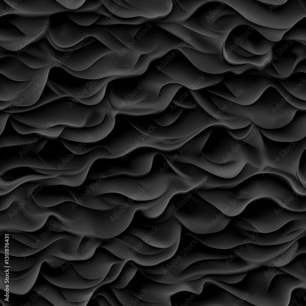 Poster seamless elegant black background featuring wavy shapes creating a dynamic and fluid aesthetic for a
