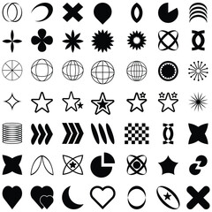 Set of Retrofuturistic icons, y2k elements set vector illustrasion. 