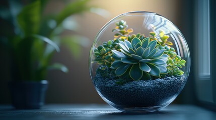 Succulent Terrarium in Glass Sphere