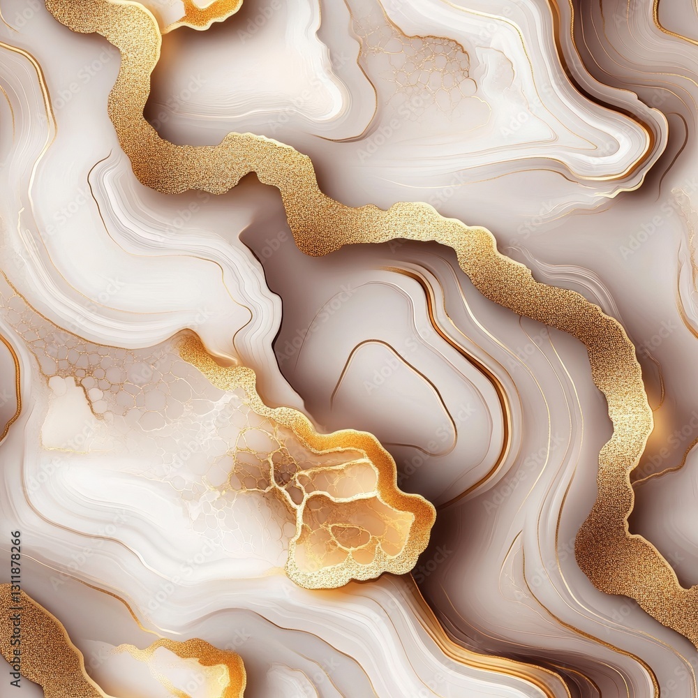 Poster seamless luxurious marble background with gold and white accents creating a glamorous and elegant vi