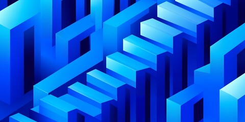 Fototapeta premium Abstract Blue Isometric 3D Shapes Background Geometric Design Modern Technology Texture
