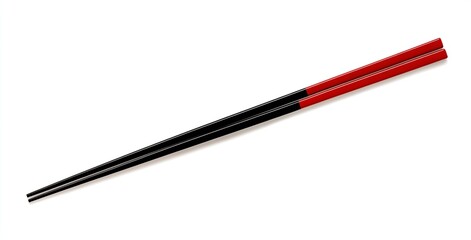 Traditional Red and Black Chopsticks on White Background for Asian Cuisine Dining : Generative AI