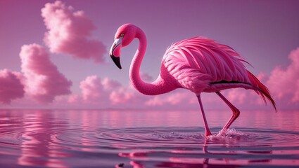 joli flamant rose sur l'étang