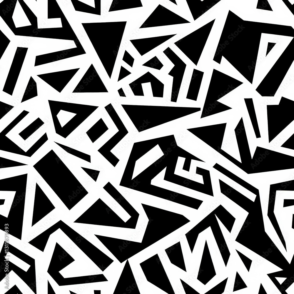 Poster seamless elegant black and white pattern featuring simple yet striking shapes creating a timeless an