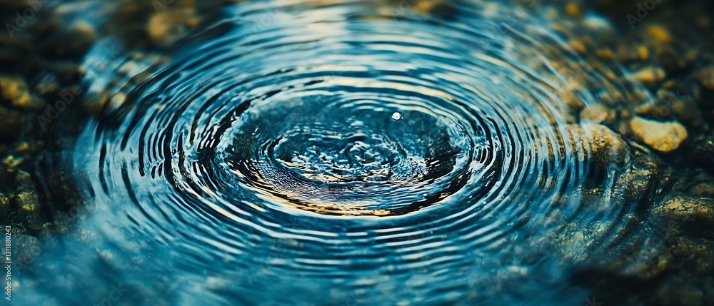 Fototapete Mesmerizing Ripples on a Calm Water Surface with Stones Below : Generative AI