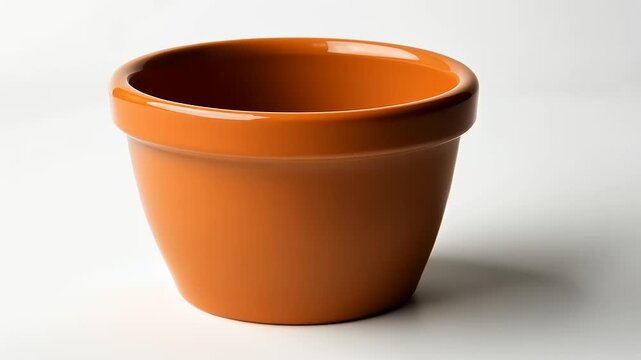 A simple terracotta flower pot with a smooth finish, suitable for planting and decoration.