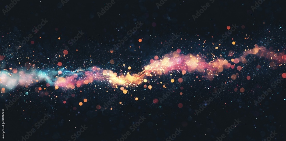 Poster a 3d rendering featuring an abstract background with vibrant neon wavy lines