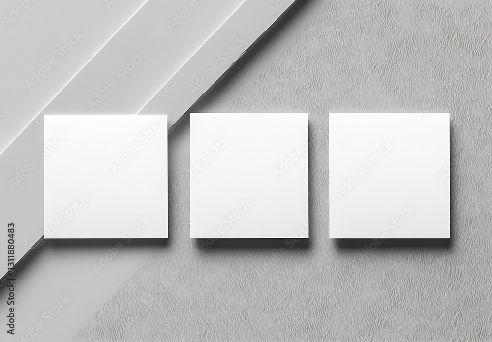 Poster Minimalist Design with Three Empty Square Frames for Creative Display : Generative AI