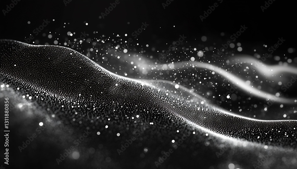 Poster elegant black and white abstract dust particles creating a dreamy soft focus atmosphere : generative
