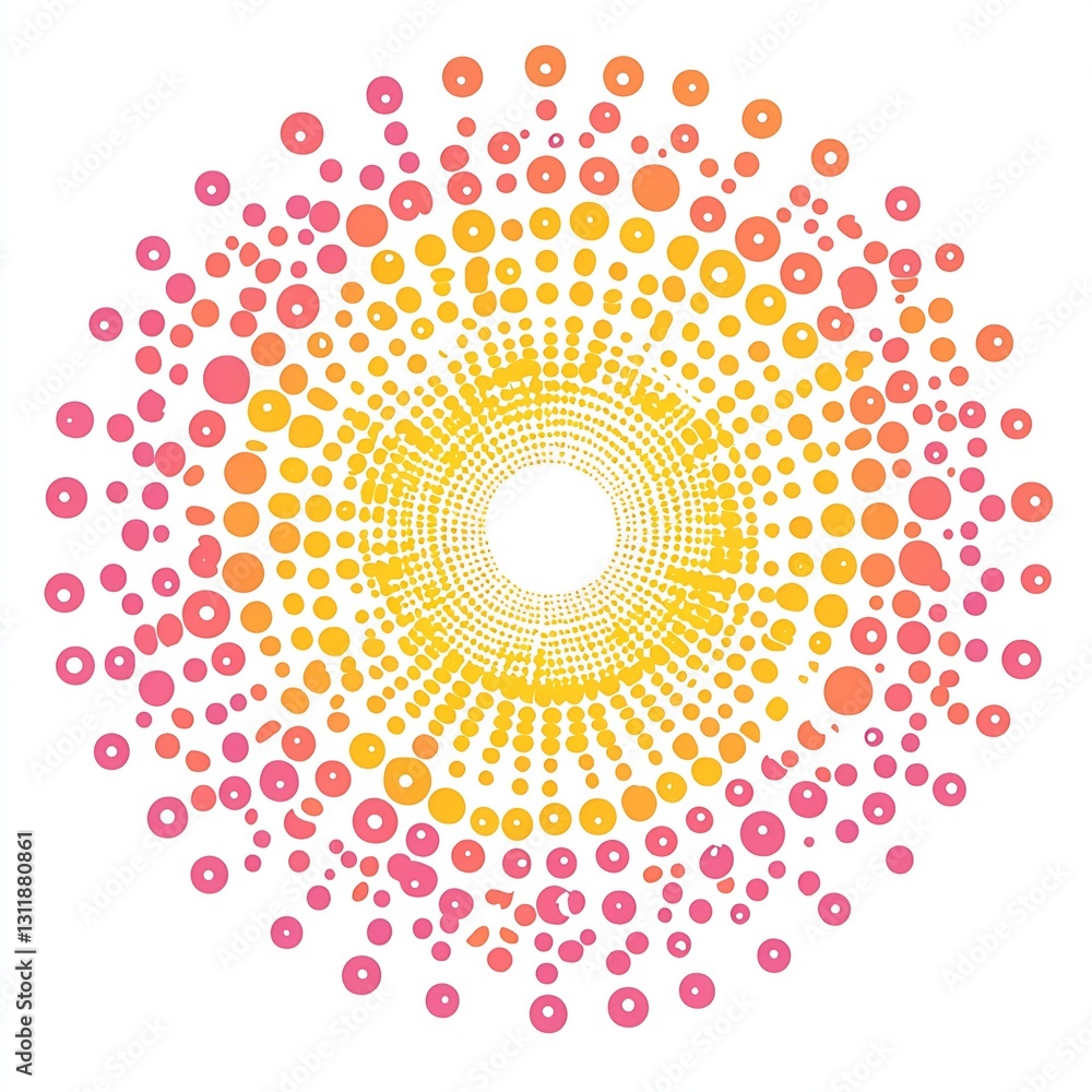 Poster abstract circular pattern in vibrant colors of orange and pink creating a mesmerizing design : gener