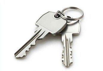 Key Collection with Two Silver Keys on White Background : Generative AI
