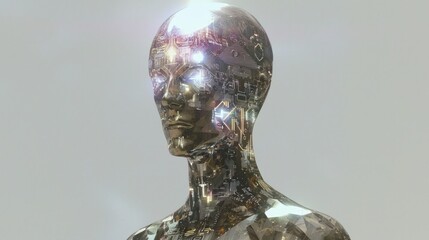 Futuristic Minimalist Sculpture on Pedestal with Shiny Surface