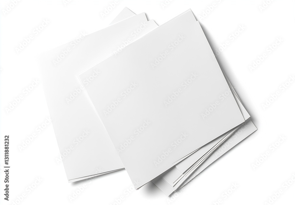 Leinwandbilder stack of blank white square papers on light background for creative projects : generative ai