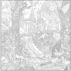 Obraz premium The act of coloring can be a meditative and therapeutic experience, allowing you to focus on the present moment and escape the stresses of daily life. As you bring the intricate illustrations to life 