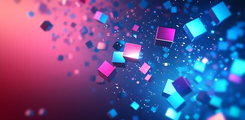 Dynamic Abstract Background with Colorful 3D Cubes Floating in a Vibrant Space : Generative AI