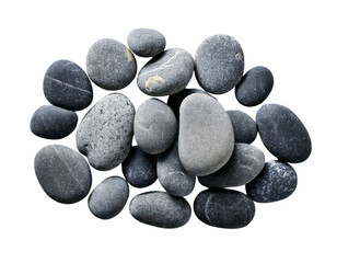 Smooth gray stones arranged on a white background.  A serene image evoking calmness, balance, and natural simplicity.