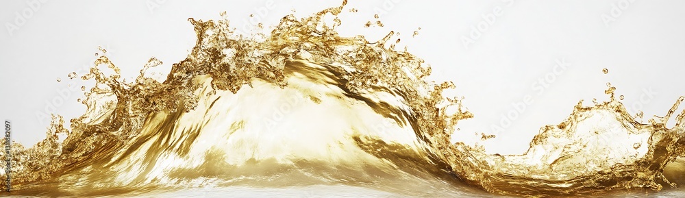 Fototapete dynamic splashing of oil with golden hue creating a luxurious and invigorating water effect : genera