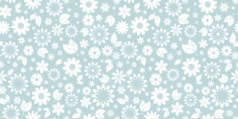 Delicate pastel seamless pattern white silhouette flowers. Romantic floral background. Cozy print for textile, paper, design, packaging, fabric, wallpaper. Vector graphics