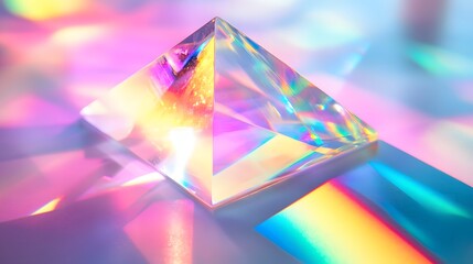Iridescent Glass Pyramid Reflecting Colorful Light