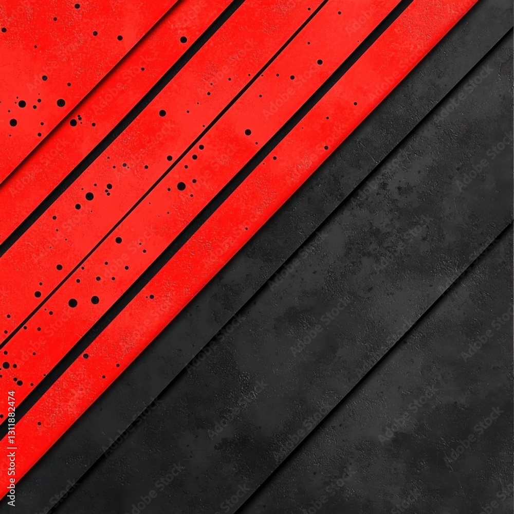 Poster abstract red and black textured background with diagonal lines and splatters.