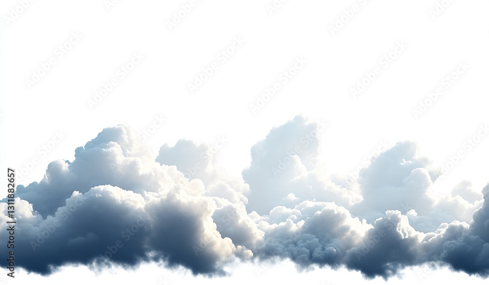 Poster fluffy white clouds against a bright sky creating a soothing atmosphere : generative ai