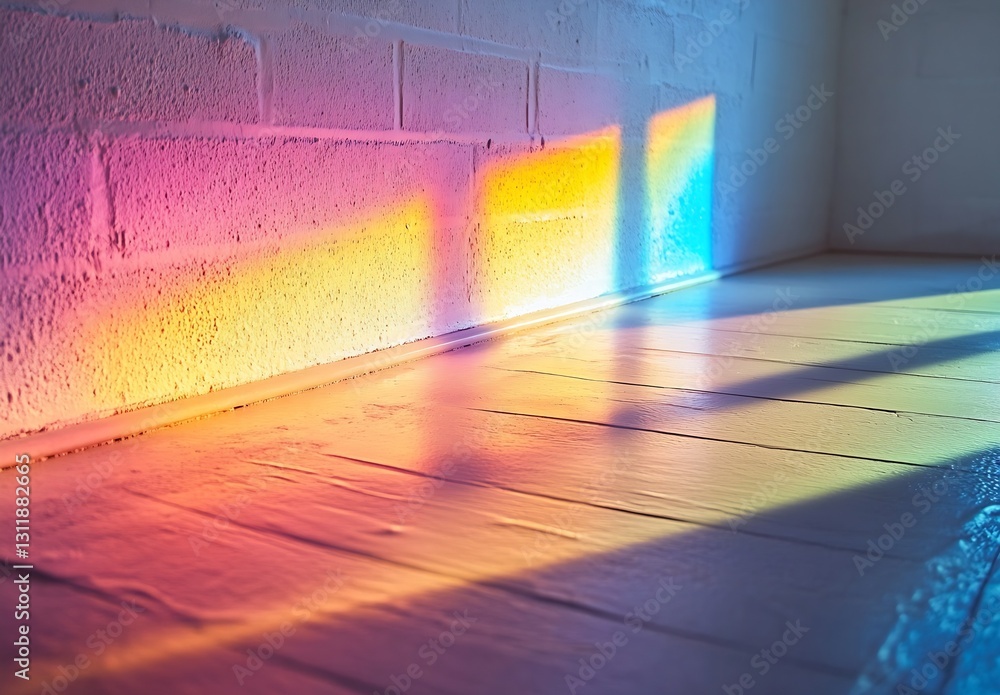 Fototapete colorful light shadows on a white wall creating a soft and ethereal atmosphere : generative ai