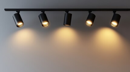 Minimalist LED track lighting set, featuring adjustable clip-on fixtures, isolated on a clean background