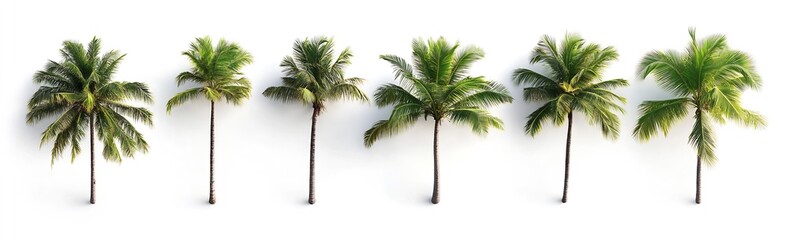 Obraz premium Collection of vibrant green palm trees ideal for tropical themes and beach destinations : Generative AI