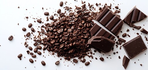 Delicious Dark Chocolate and Coffee Beans for Gastronomic Delights and Gourmet Recipes : Generative AI
