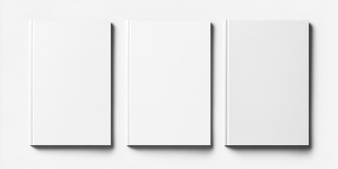 Three plain white book covers stacked together creating a minimalist aesthetic ideal for presentation or publishing : Generative AI