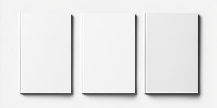 Three plain white book covers stacked together creating a minimalist aesthetic ideal for presentation or publishing : Generative AI