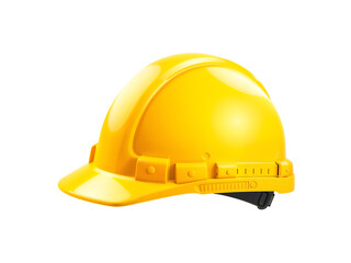 Fototapeta premium Side view of a yellow safety helmet, essential for construction and industrial site protection. Generative AI