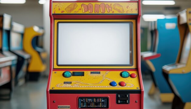 Classic arcade game machine in a retro gaming environment.