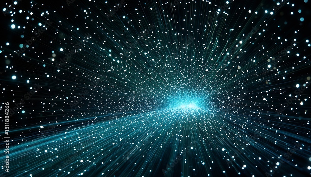 Aufkleber Futuristic Blue and Black Abstract Background with Light Rays and Particles for Technology and Science : Generative AI
