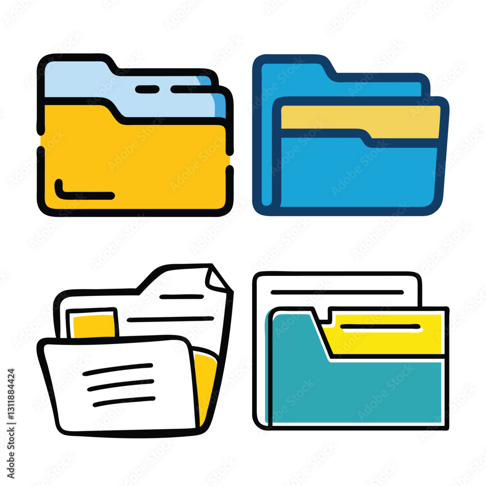 Poster four colorful folder icons representing digital organization