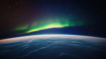 Aurora borealis northern lights concept. Stunning view of aurora borealis above Earth showcasing vibrant colors in the night sky.