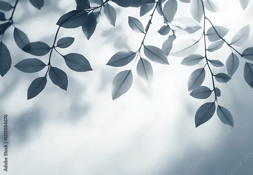 Poster Softly Blurred Leaves Creating Delicate Shadows For A Calm And Ethereal Look : Generative AI