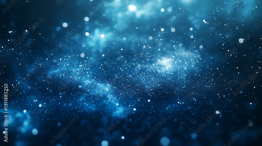 Poster stunning blue cosmic sparkles with gleaming particles in a deep universe scene : generative ai