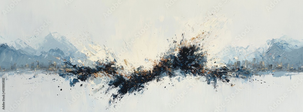 Poster generative ai-created abstract art featuring a closeup of rough white gold texture, oil and acrylic 