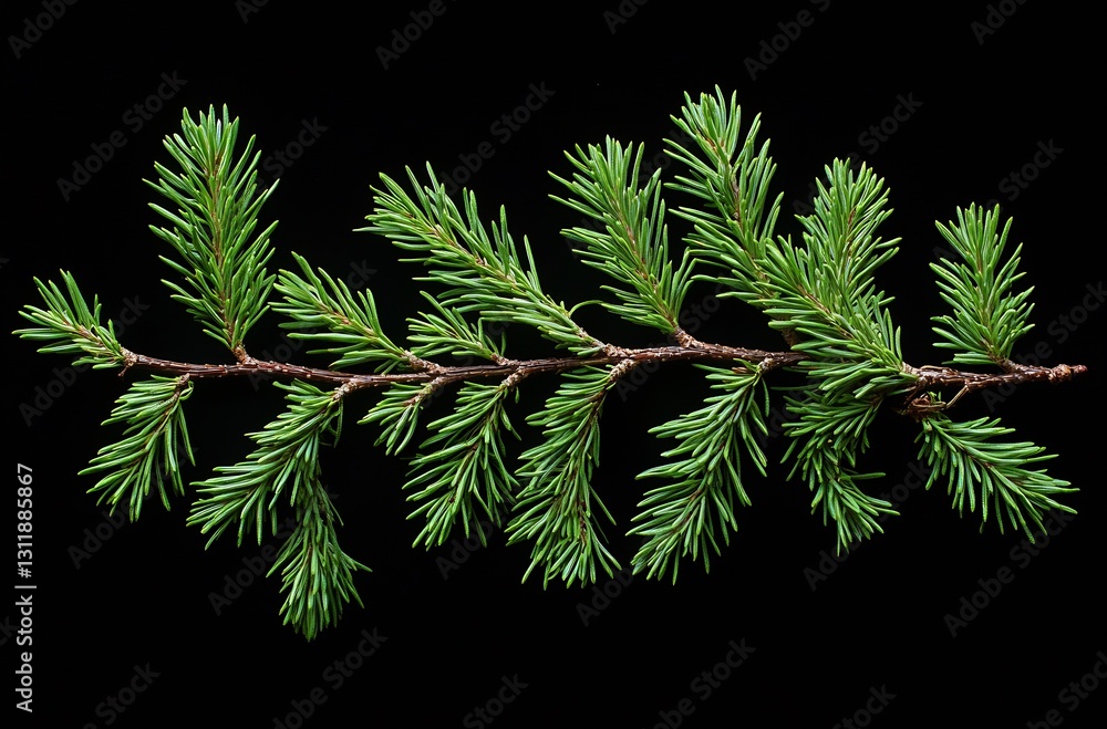 Poster fresh evergreen pine branch on a dark background : generative ai