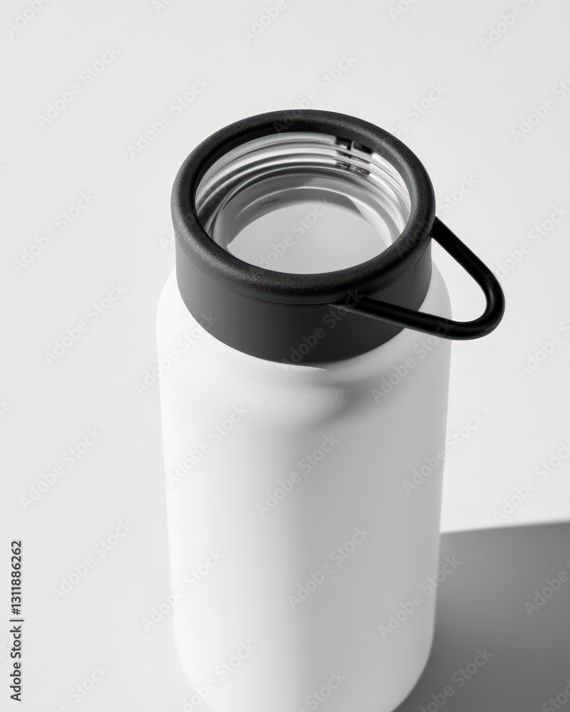 Aufkleber generic water bottle with a cap and handle casting a shadow on a white surface studio shot