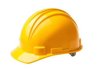 Angled view of a yellow hard hat, a critical safety item in construction and industrial work. Generative AI