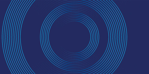 Abstract blue glowing geometric lines on dark blue background. Modern shiny blue circle lines pattern. Futuristic technology concept.