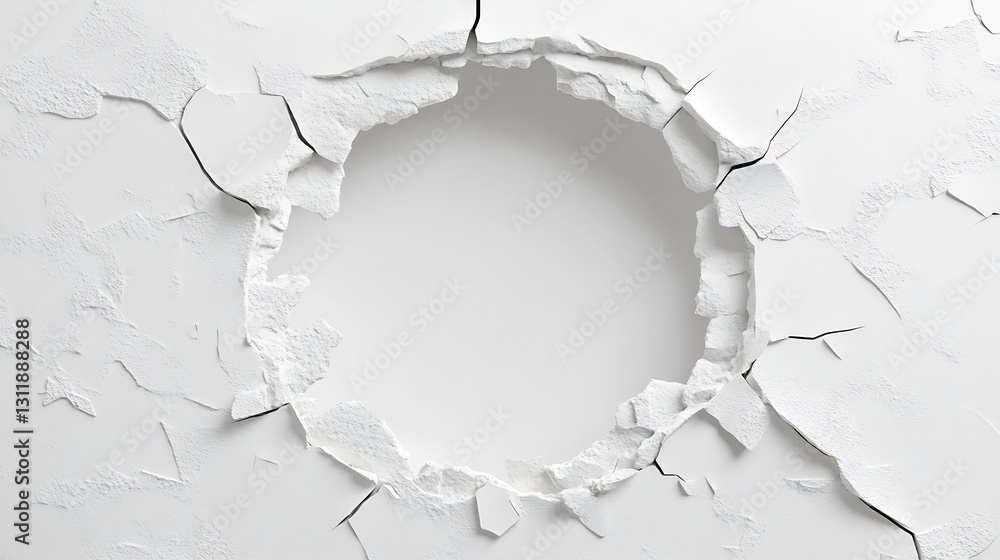 Poster detailed wall crack featuring broken edges and blank core space : generative ai