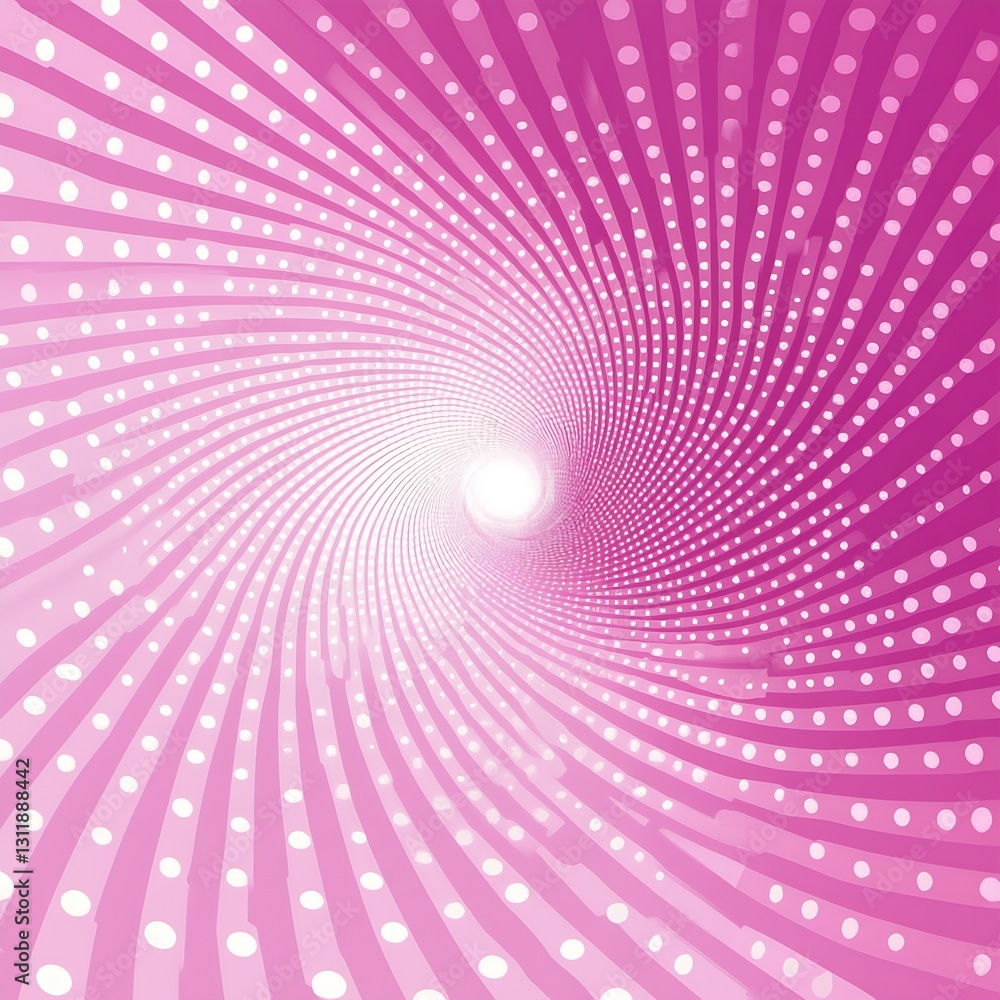 Fototapete Abstract Pink Spiral Design with Dots Creating a Dynamic Visual Effect : Generative AI