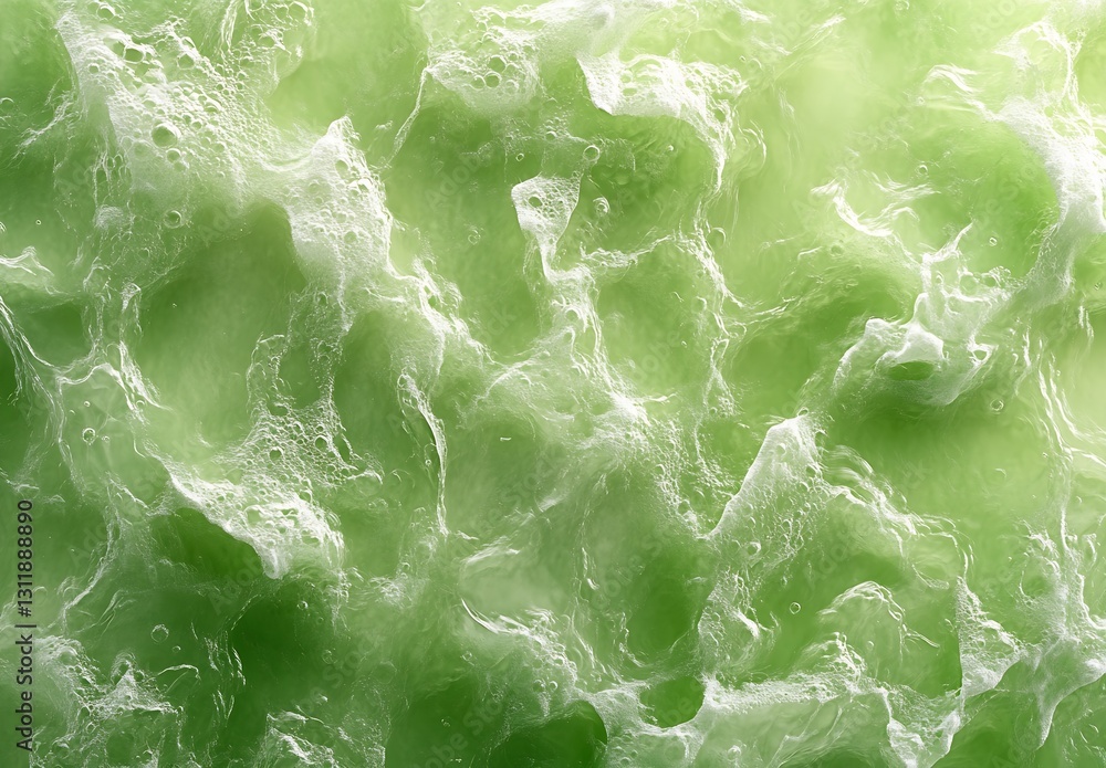 Leinwandbilder dynamic green ocean waves with white foam and bubbles : generative ai