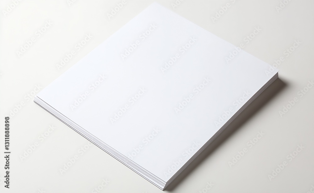 Poster Stack of Blank White Sheets on Neutral Surface for Office or Creative Use : Generative AI