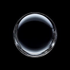 Perfect sphere, transparent bubble on black background.