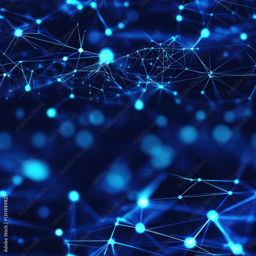 Poster seamless abstract blue background featuring many connected lines creating a sense of depth and moder