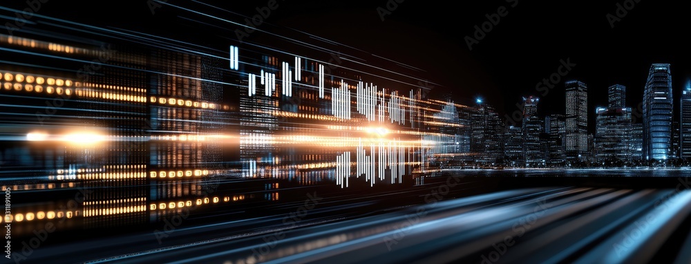 Poster visual representation of financial data showcasing stock market trends and metrics with vibrant colo